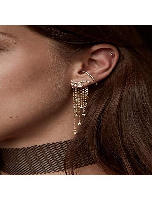 Denifery Shining Stars Tassel Earrings Hanging Exquisite Earrings,for Women and Girls