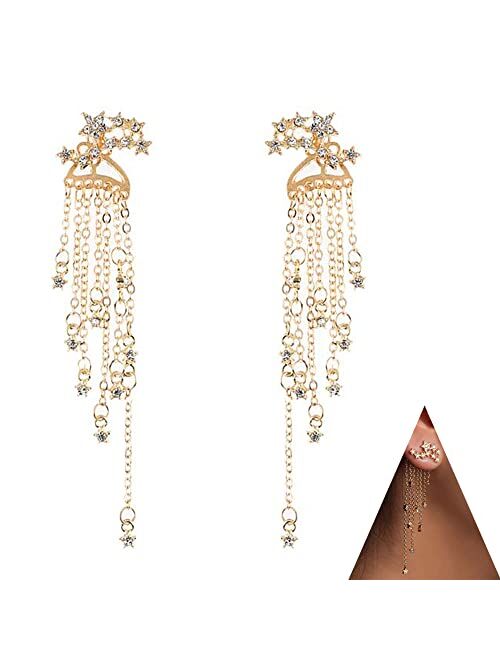 Denifery Shining Stars Tassel Earrings Hanging Exquisite Earrings,for Women and Girls