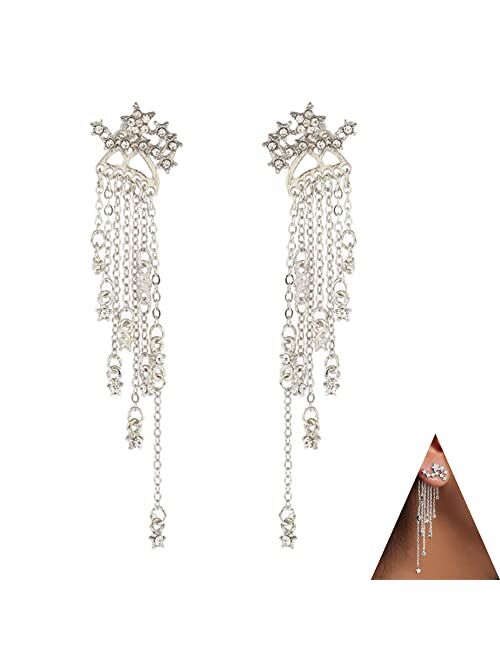 Denifery Shining Stars Tassel Earrings Hanging Exquisite Earrings,for Women and Girls