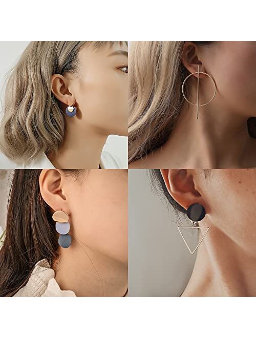 CHANBO 8 Pairs Women's Statement Earrings Korean Acrylic Drop Earrings For Women Geometric Round Gold Earrings Female Jewelry