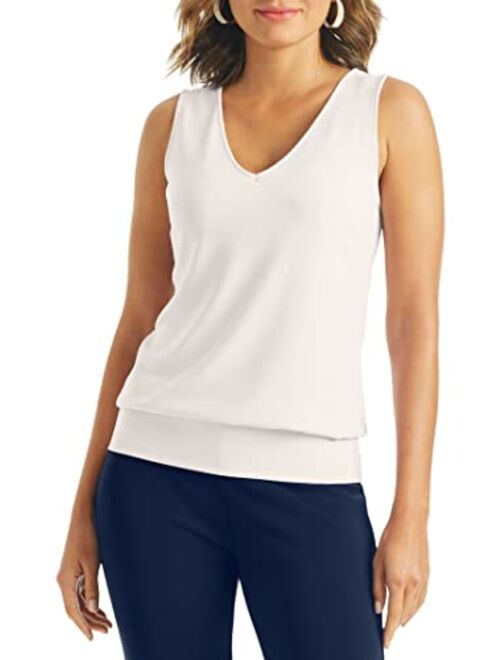 Boston Proper Wrinkle-Resistant Sleeveless Blouson Knit Top Solid Color