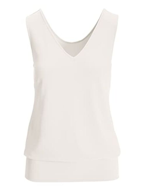 Boston Proper Wrinkle-Resistant Sleeveless Blouson Knit Top Solid Color