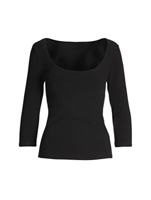 Boston Proper So Sexy Solid Color Women's Three Quarter Sleeve Scoop Neck Knit Top