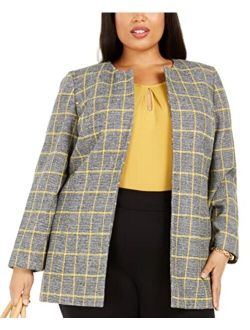 Women's Jewel Neck Plaid Jacket