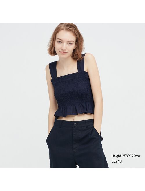 Uniqlo Cotton Shirred Sleeveless Blouse