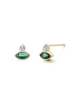 LOYATA Spike Earrings Gold Huggie Hoop Diamond Cubic Zirconia 14K Gold Plated Dainty Small Simple Hypoallergenic Geometric Jewelry Gift for Women…