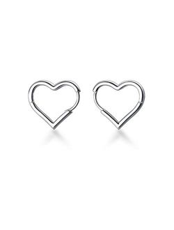 SLUYNZ 925 Sterling Silver 1.6CM Heart Hoop Earrings for Women Teen Girls Sweet Love Heart Earrings Drop