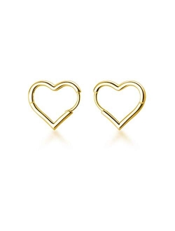 SLUYNZ 925 Sterling Silver 1.6CM Heart Hoop Earrings for Women Teen Girls Sweet Love Heart Earrings Drop