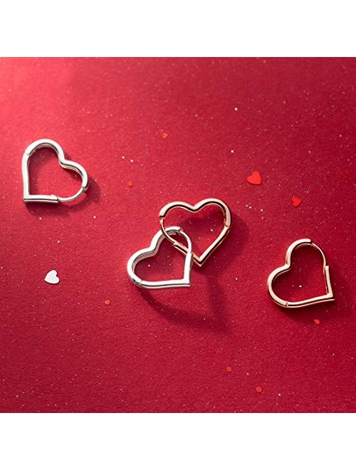 SLUYNZ 925 Sterling Silver 1.6CM Heart Hoop Earrings for Women Teen Girls Sweet Love Heart Earrings Drop