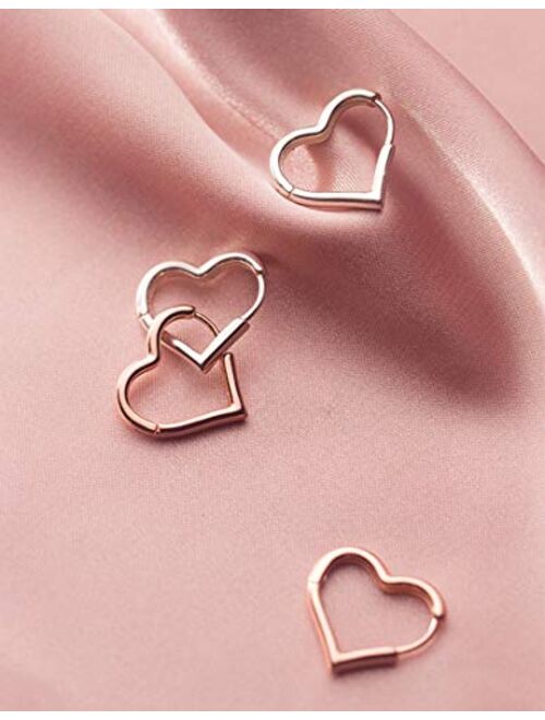 SLUYNZ 925 Sterling Silver 1.6CM Heart Hoop Earrings for Women Teen Girls Sweet Love Heart Earrings Drop