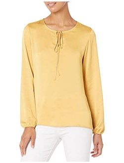 Women's Long Sleeve Tie Neck Blouse