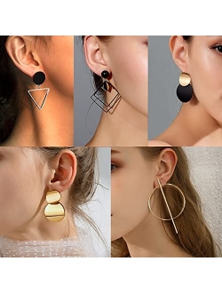 CHANBO 9 Pairs Statement Earrings for Women Korean Drop Earrings Statement Geometric Earrings Set Jewelry Gifts