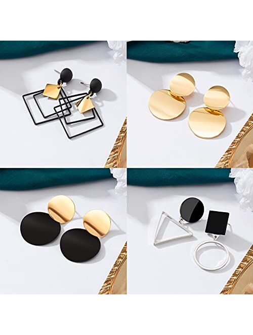 CHANBO 9 Pairs Statement Earrings for Women Korean Drop Earrings Statement Geometric Earrings Set Jewelry Gifts