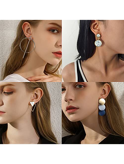 CHANBO 9 Pairs Statement Earrings for Women Korean Drop Earrings Statement Geometric Earrings Set Jewelry Gifts