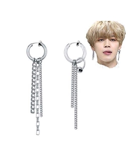 Mshion Bangtan Boys BTS JIMIN SUGA Silver Stud Clip Earrings for Women Men 1 Pair