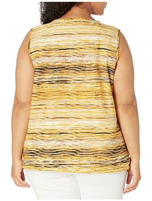 Kasper Women's Sunset Waves Printed Knit Jacquard U Neck Tank Top