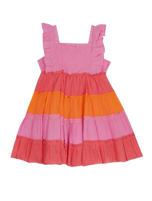 Rare Editions Baby Girls Gauze Color Block to Tiered Skirt Dress