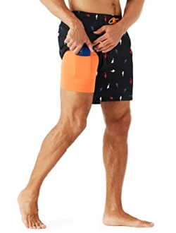 URBEST Men's Swim Trunks with Compression Liner Quick Dry Beach Shorts with Pockets for Beach and Swimming