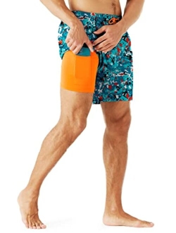 URBEST Men's Swim Trunks with Compression Liner Quick Dry Beach Shorts with Pockets for Beach and Swimming