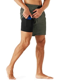 URBEST Men's Swim Trunks with Compression Liner Quick Dry Beach Shorts with Pockets for Beach and Swimming