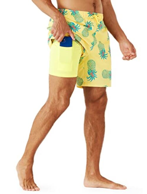 URBEST Men's Swim Trunks with Compression Liner Quick Dry Beach Shorts with Pockets for Beach and Swimming