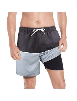 Milankerr Men Swim Trunks 7" Swim Shorts Bathing Suit with Compression Liner No Chafe 18-21 Inch Length Stretch