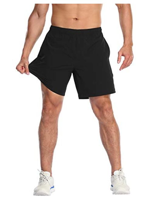 LRD Mens Athletic Workout Shorts with Compression Liner 7 inch Inseam