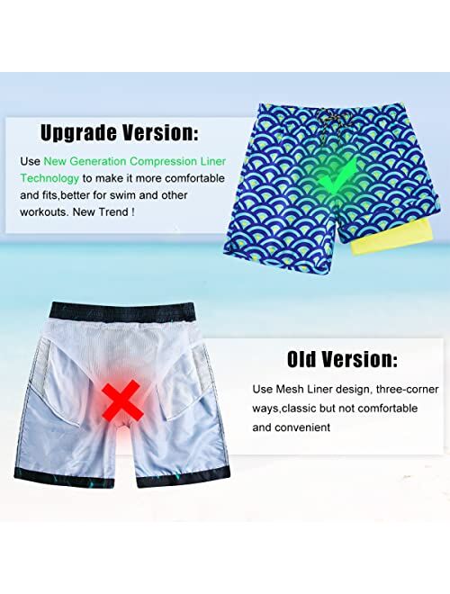 Cozople 5.5'' Men's Swim Trunks Compression Liner Swim Shorts Quick Dry Beach Bathing Suits Boxer Brief Lined Swimwear