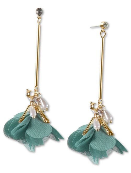 INC International Concepts Gold-Tone Fabric Flower Linear Drop Earrings, Created for Macy's