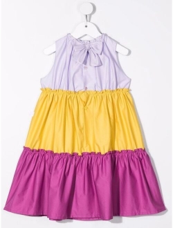 Il Gufo colour-block tiered dress