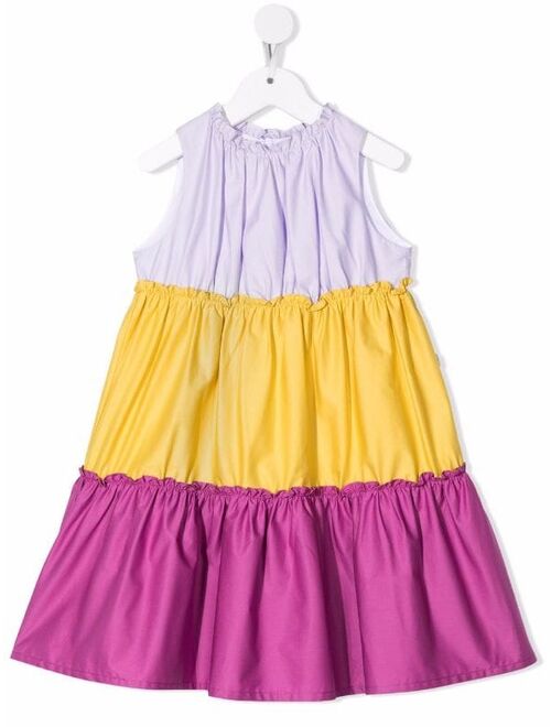 Il Gufo colour-block tiered dress