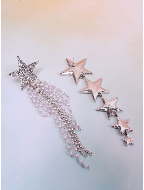 Shein Rhinestone Star Decor Drop Earrings