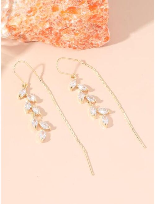 Shein Zircon Leaf Decor Threader Earrings