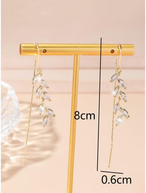 Shein Zircon Leaf Decor Threader Earrings