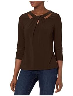 Women's Three-Quarter Sleeve Twist Neck Top