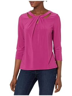 Women's Three-Quarter Sleeve Twist Neck Top