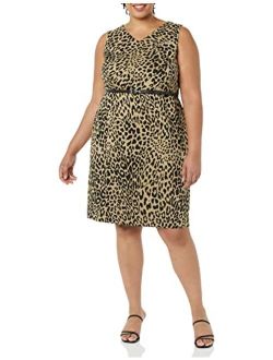 Women's Plus Size V-Neck Animal Print Jacquard Dress