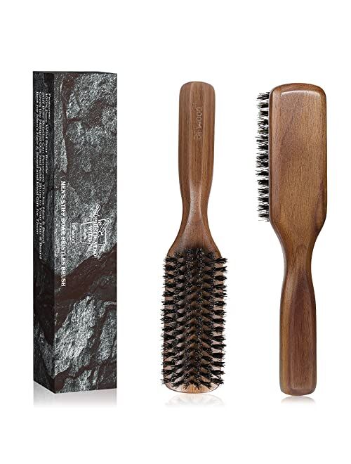 BFWood Boar Bristle Hair Brush for Men - Pure Wild Boar Bristles for Detangling & Styling