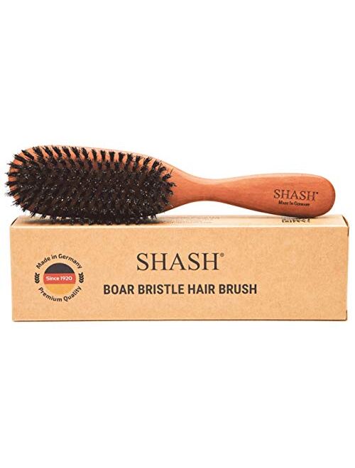 Made in Germany - SHASH The Classic 100% Boar Bristle Hair Brush, Suitable For Thin To Normal Hair - Naturally Conditions Hair, Improves Texture, Exfoliates, Soothes and 