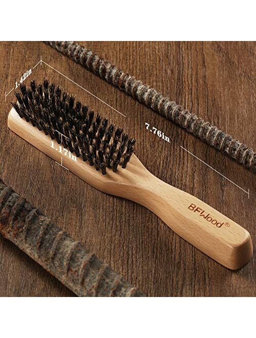 BFWood Stiff Boar Bristles Hair Brush for Men - Beech Handle