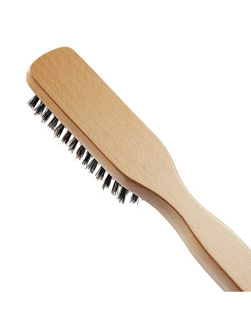 BFWood Stiff Boar Bristles Hair Brush for Men - Beech Handle