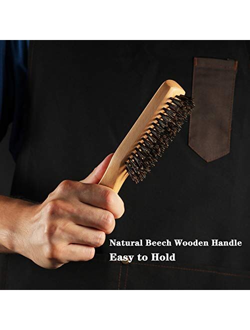 BFWood Stiff Boar Bristles Hair Brush for Men - Beech Handle