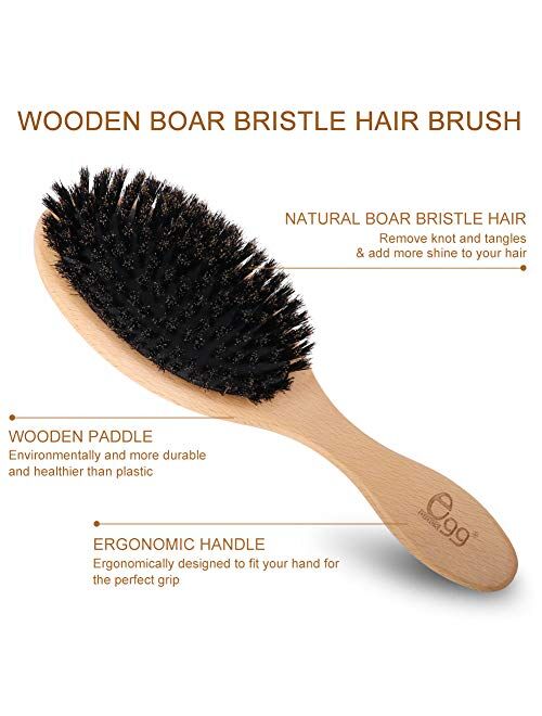 BLACK EGG Hair Brush, Bristles Brush for Women Men Kid