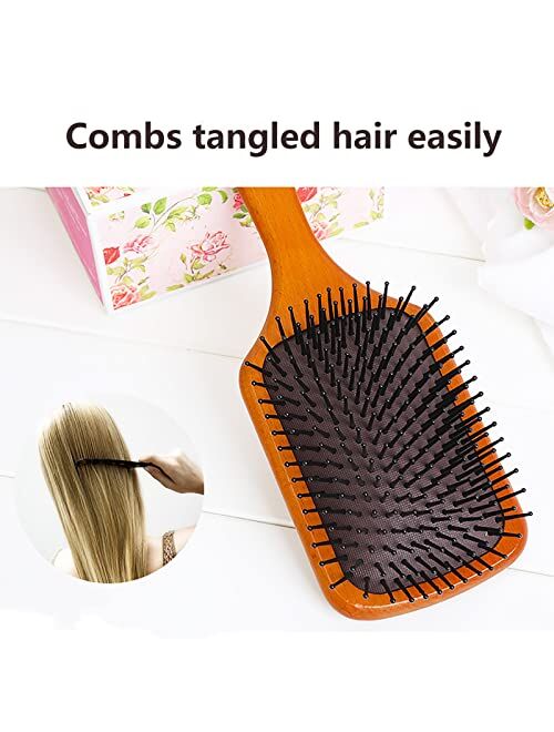 SuoYiKA Natural Beech Wood Hair Brush,paddle brush flexible cushion Hair brush,Anti Static and Massage Scalp for Thick Curly,Thin Long,Short Dry Coarse Hair,Makes Hair Sh