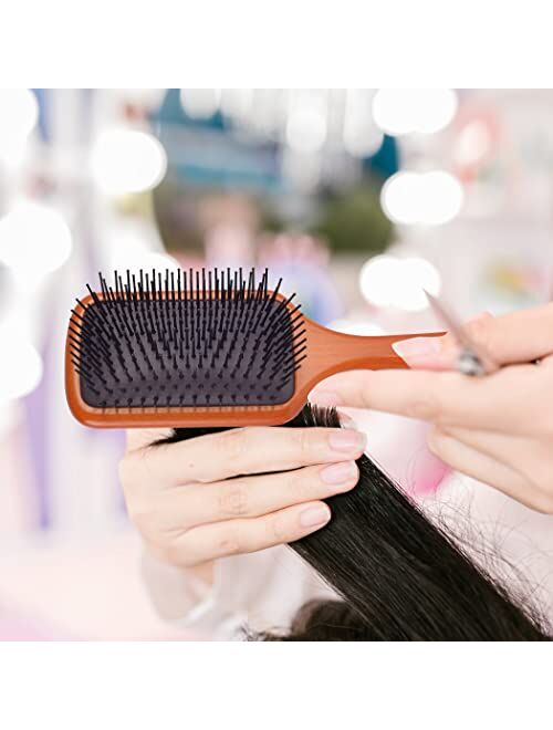 SuoYiKA Natural Beech Wood Hair Brush,paddle brush flexible cushion Hair brush,Anti Static and Massage Scalp for Thick Curly,Thin Long,Short Dry Coarse Hair,Makes Hair Sh