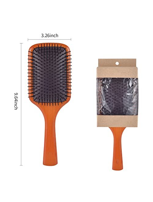 SuoYiKA Natural Beech Wood Hair Brush,paddle brush flexible cushion Hair brush,Anti Static and Massage Scalp for Thick Curly,Thin Long,Short Dry Coarse Hair,Makes Hair Sh