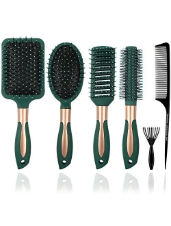 Taywes Mens Paddle Hair Brush Comb Set for Women and Men 6 Pcs Wet Hair Brushes for long Hair No Tangle Hair Brush for Curly or Straight Hair