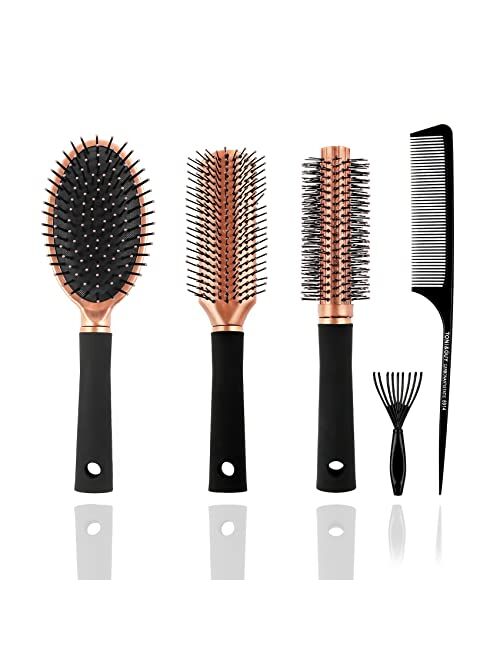 Taywes Mens Paddle Hair Brush Comb Set for Women and Men 6 Pcs Wet Hair Brushes for long Hair No Tangle Hair Brush for Curly or Straight Hair