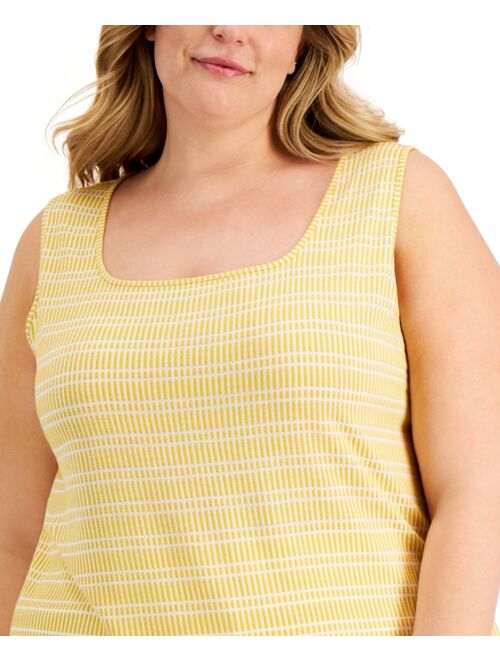 Kasper Plus Size Checkered Tank Top