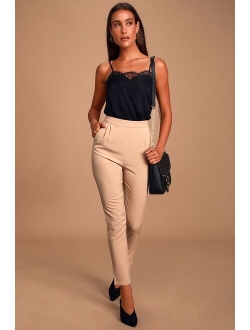 Kick It Navy Blue High-Waisted Trouser Pants